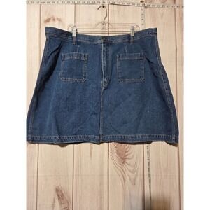 Adriana Sport Denim Skirt Blue Size 22W Two Pocket A Line Casual Everyday